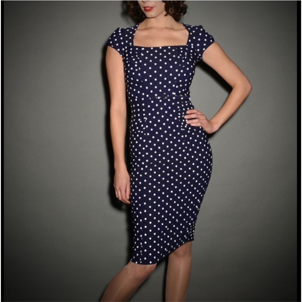 Stop Staring Celebrity Retro Polka Dot Wiggle Sheath Dress - Size XS